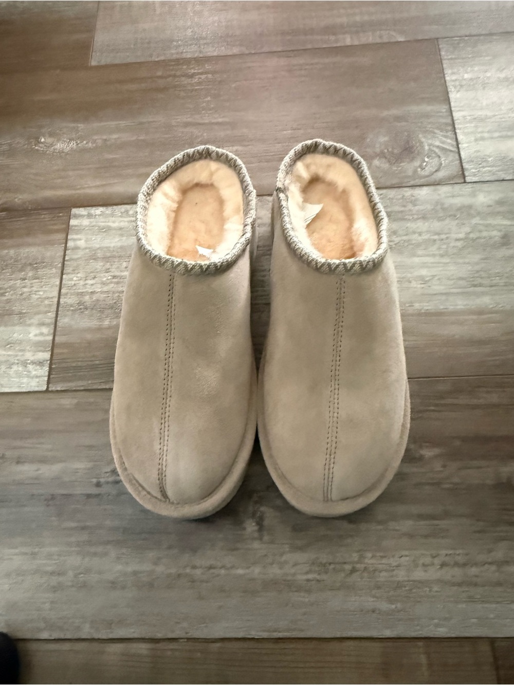 Cozy Taupe Suede Slip-On Slippers - Picture 2 of 7